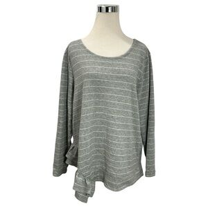 Lane Bryant Women's Top Shirt Gray Stripes Metallic Gold Size 18/20